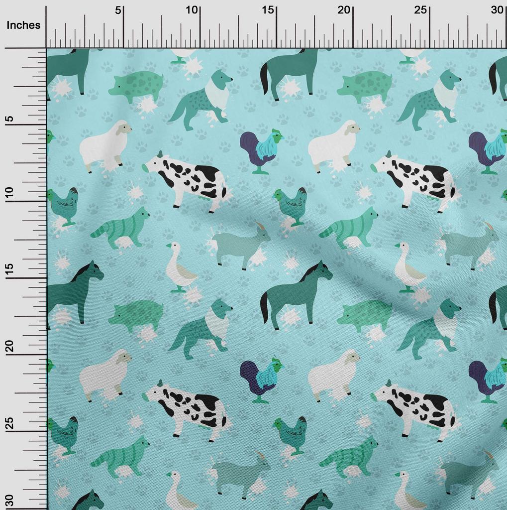 oneOone Georgette Viscose Arctic Blue Fabric Animals Sewing Craft Projects Fabric Prints By Yard 42 Inch