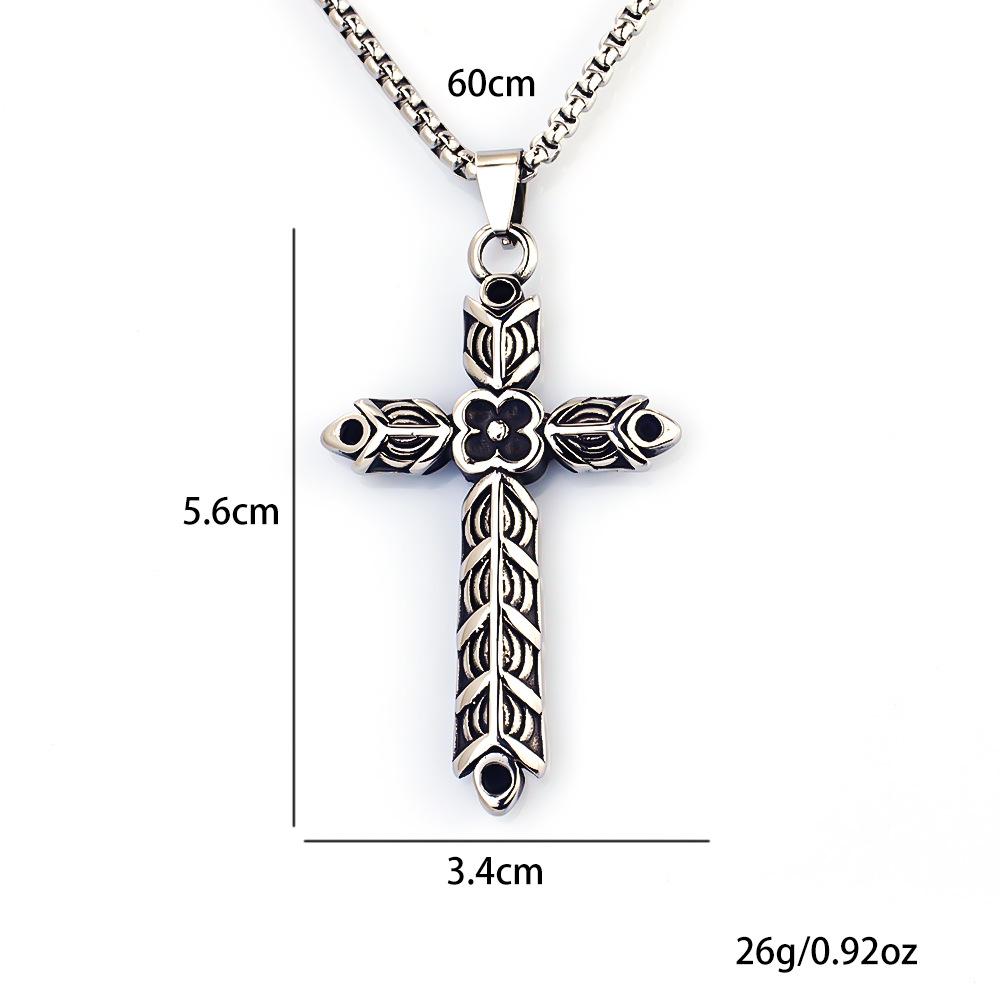 Antique Titanium Steel Viking Cross Necklace For Men Fade Resistant Pendant Jewelry