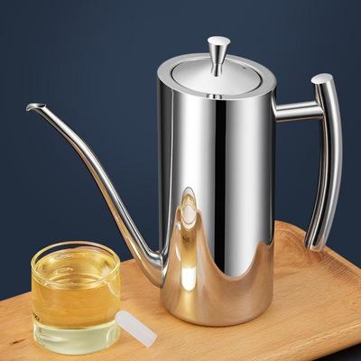 304 Stainless Steel Leak-Proof Oil Pot with Slanted Spout, Pressurized Cooking Oil/Soy Sauce/Sesame Oil Container