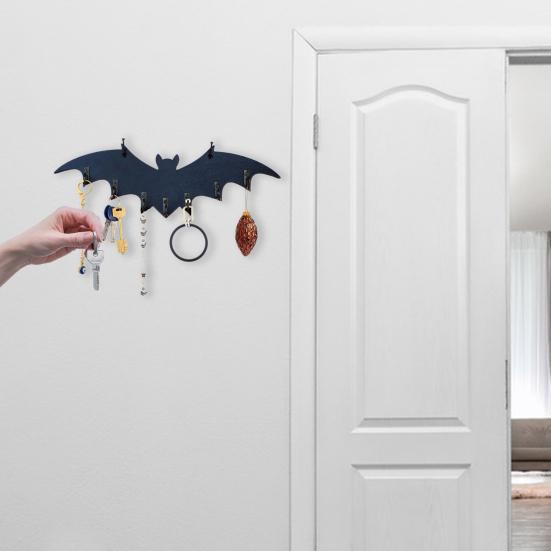 Storage Hook Halloween Wall Decor Strong Load-bearing Easy To Install Wall Mount Bat Shaped Jewelry Hanger Hook Party Ornament