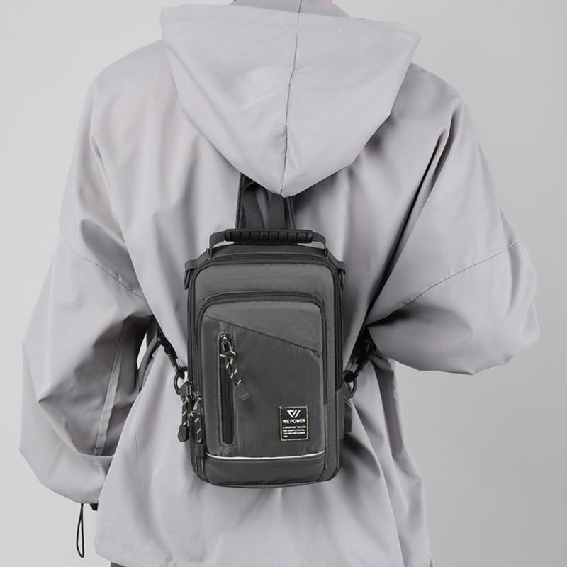 Men Sling Backpack Cross Body Chest Shoulder Bag Rucksack with USB Charging Port Travel Nylon Male Small Rucksack Messenger Bags