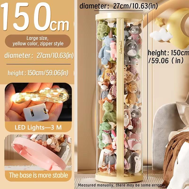 

Прозрачный ящик для хранения кукол, органайзер для плюшевых игрушек, туба для хранения игрушек, самодельные контейнеры на молнии, детский рождественский подарок, детский органайзер для игрушек 150cm белый