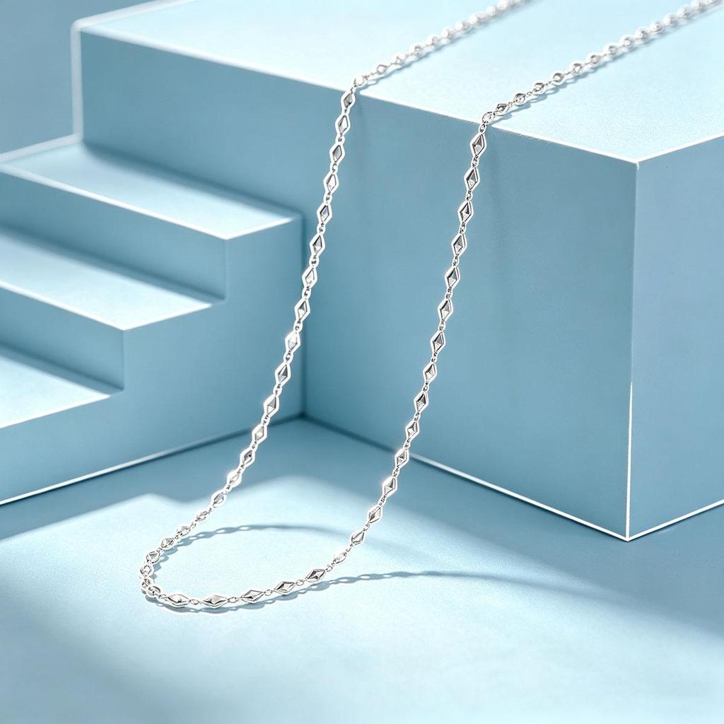 New Style Silver Water Ripple Collarbone Chain New Chinese Style Simple Thin Chain Women Necklace Single Chain Daily Wear Accessory
