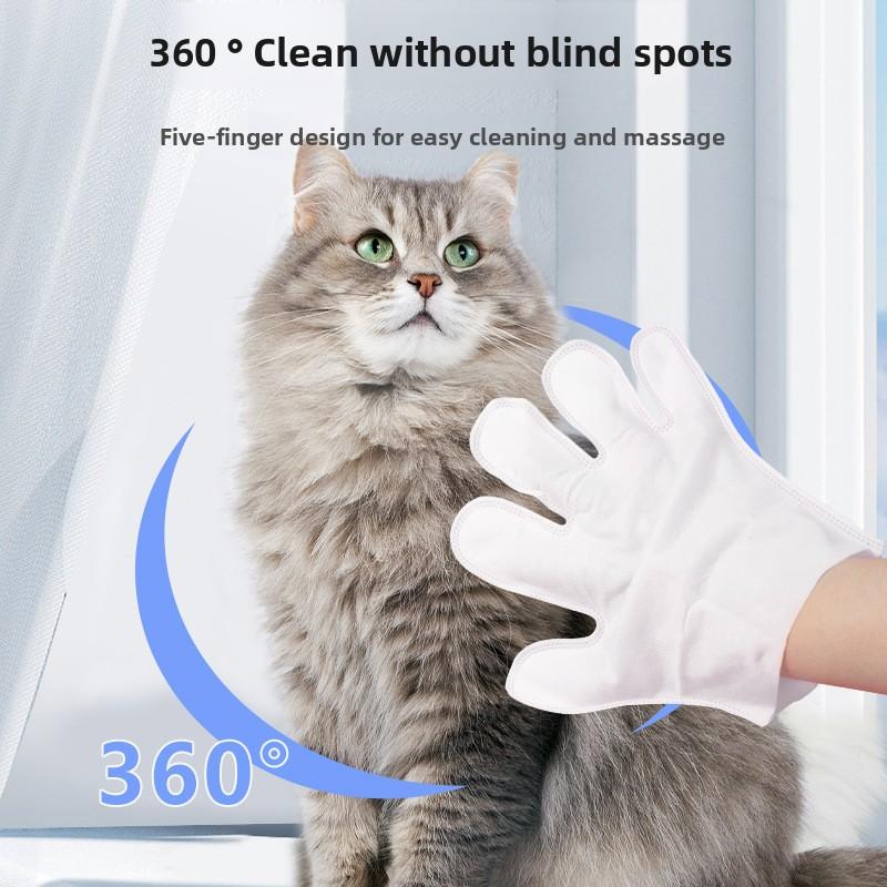 Guanti per la Pulizia Senza Risciacquo per Animali Domestici Salviette Umidificate per Gatti Pulizia e Deodorazione Guanti per la Pulizia a Secco Adatti sia per Cani che per Gatti