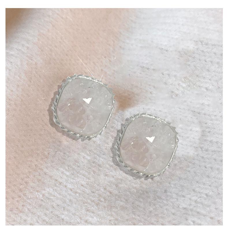 Silver Needle Rhinestone Opal Earrings Versatile Small Gradual Change Stud Earrings Advanced Sense Simple Geometric Earrings Women