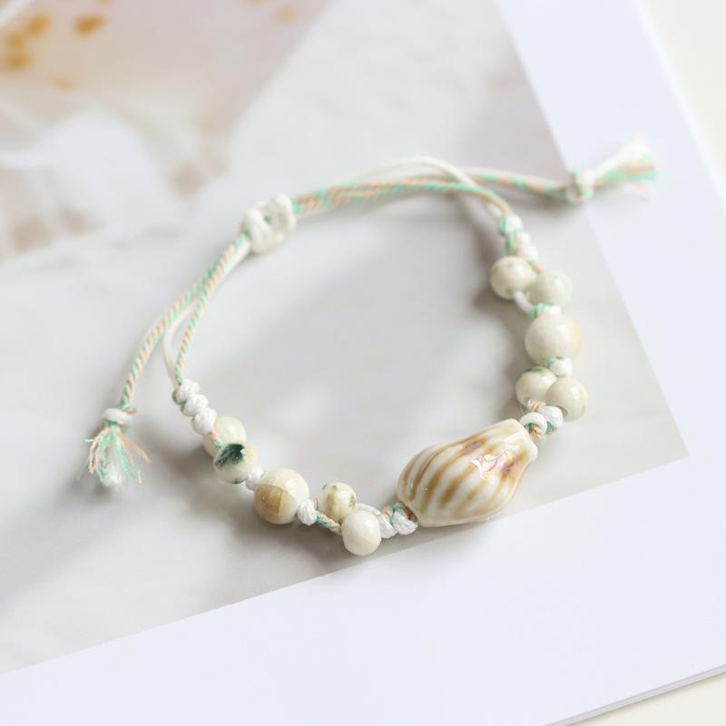 Ethnic Style Artistic Woven Jingdezhen Ceramic Hand Rope Student Children's Bracelet