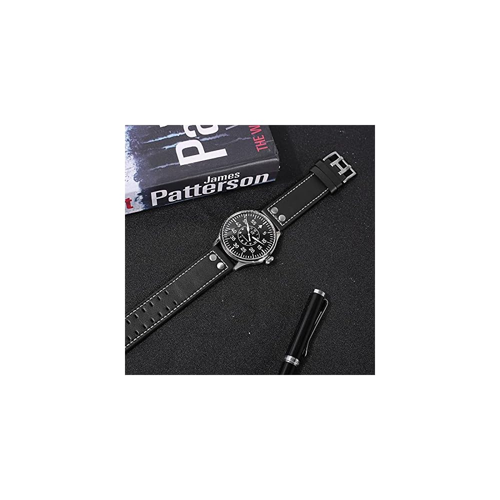 Hamayota Men's Automatic Military Watch Japanese Movement Pilot Watch Black Band