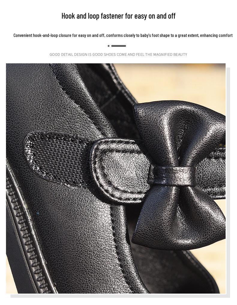Spring 2026 Girls' Leather Princess Shoes - Fashionable, Soft Sole, Little Black Dress Shoes for Children