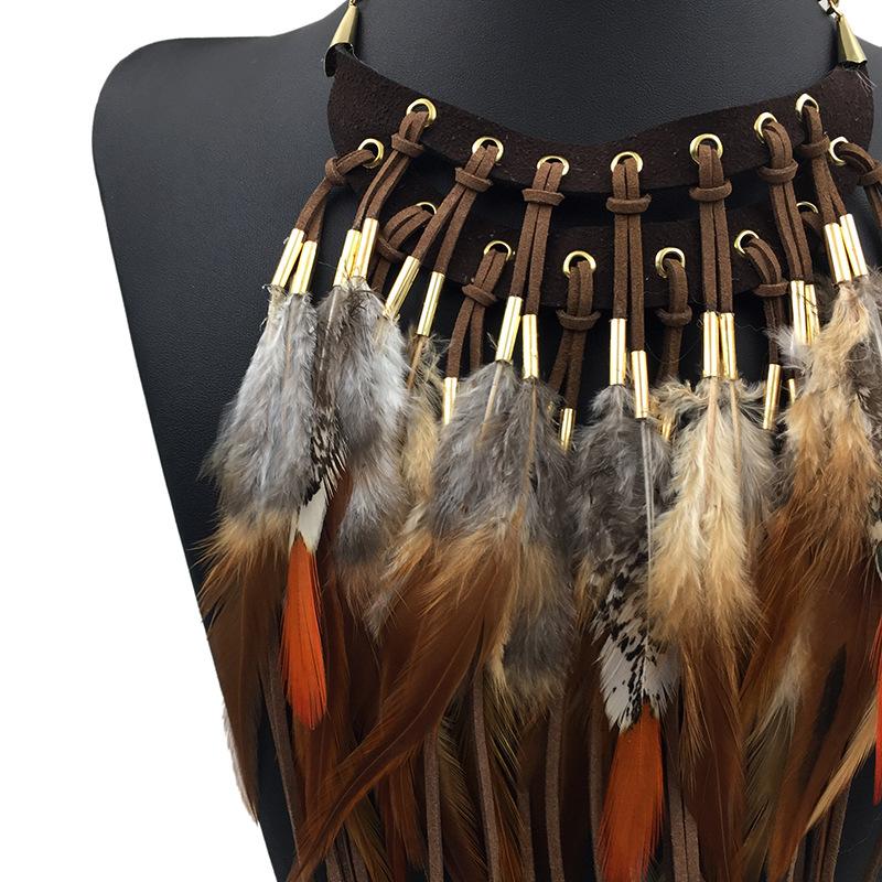 Multi-ethnic Elegant Fashion Statement Necklace  New Latest Design Choker Feather Necklaces & Pendants Women Bijoux Jewelry