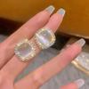 Cat's Eye Retro Geometric Square Zirconia Petite Earrings for The Elegantly Dressed