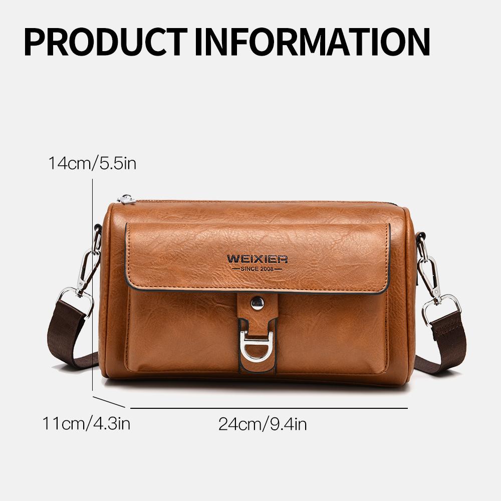 WEIXIER Men's Leather Crossbody Shoulder Bag Classic Waterproof Briefcase Messenger Satchel Travel Bag
