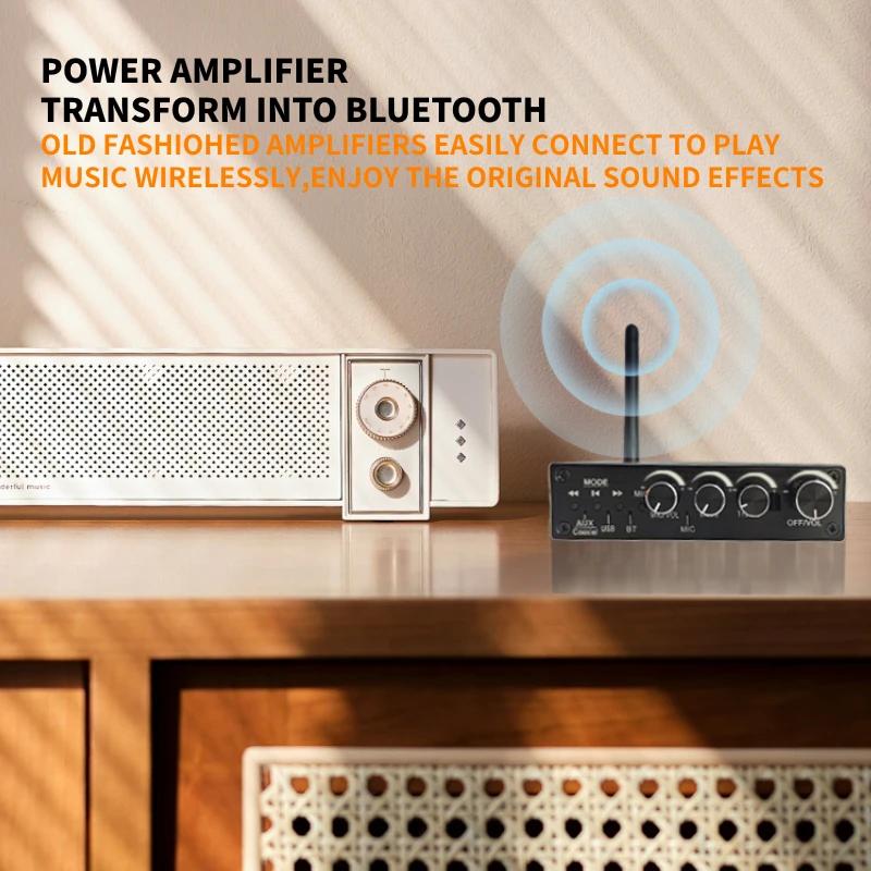 Bluetooth 6.0 Audio-Empfänger Stereo Low Latency Drahtlos-Adapter Koaxial-Wandler USB U-Disk Wiedergabe 6,5MM Mikrofon für TV PC