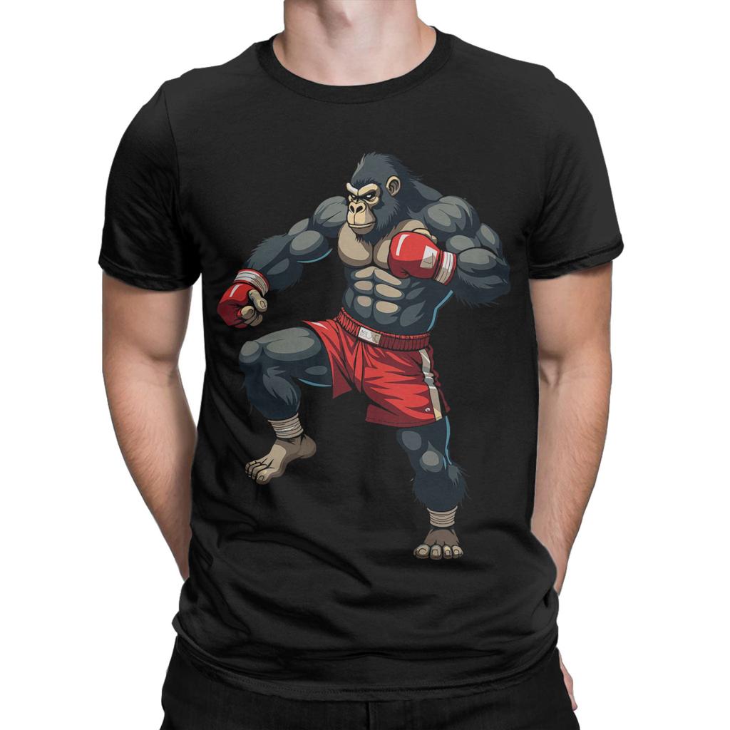 Muay Thai Gorilla Thai Boxing Cotton T-Shirt For Men Summer  Classic T Shirts O-Neck Hipster Tees Big Size Hot Sale Clothes