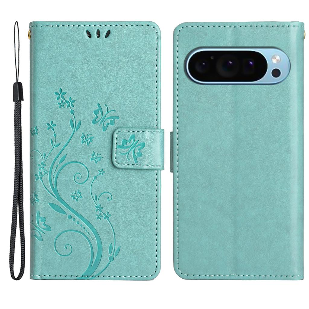 For Google Pixel 9 Pro XL Cell Phone Case Butterfly Imprinted Anti-Scratch Leather Wallet Cover