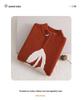 Kids' Cherry Jacquard Wool Pullover Sweater, Unisex Half-Zip Ribbed Base Layer