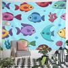 Colorful Cartoon Fish and Ocean Pattern Pattern Wall Hanging Tapestry Decorative Tapestry Home Decor for Bedroom and Living Room