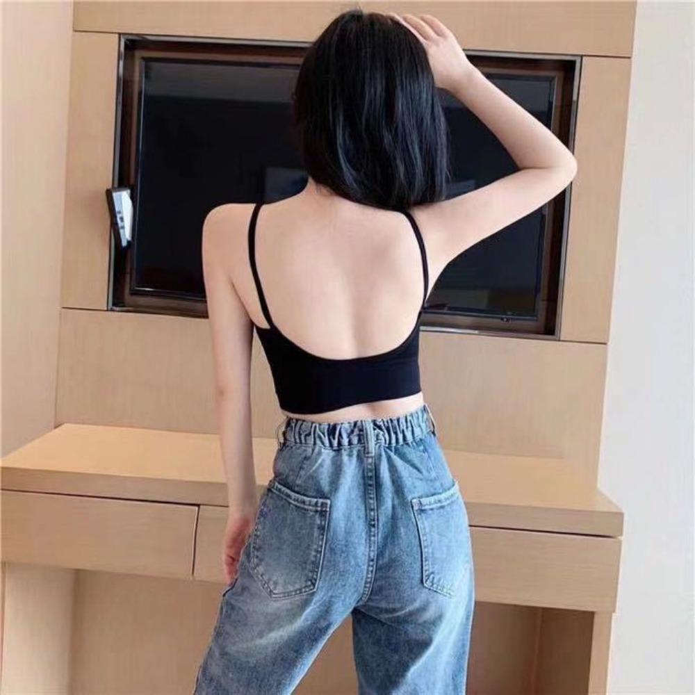 Seamless Thread Large U Back Chest Strapless Women's Sports Bra Without Steel Rings Breathable Backless Base Bra Underwear