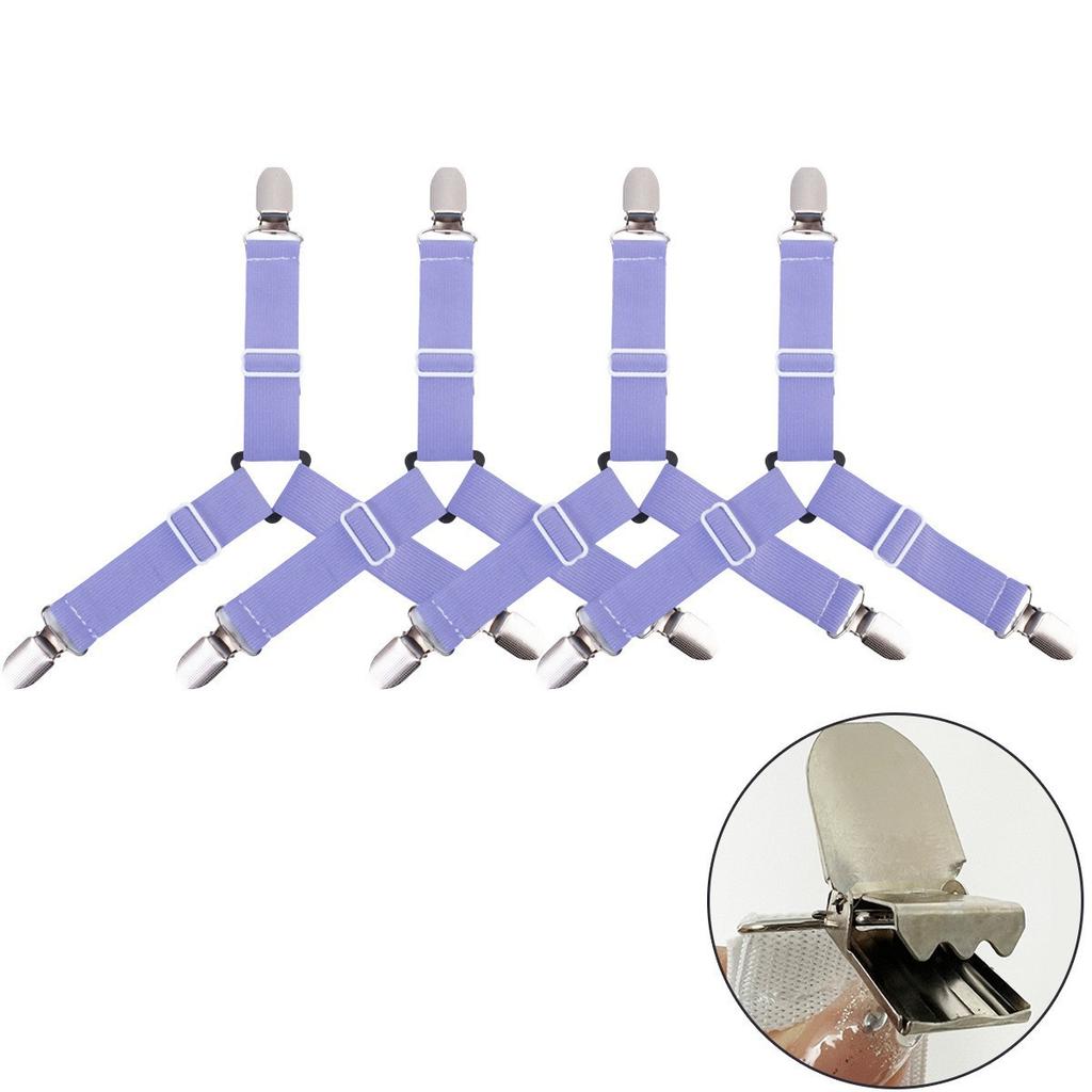 4PCS/Set Sheet Straps Bed Suspenders Adjustable Fitted Sheet Corner Holder Elastic Fasteners Clips