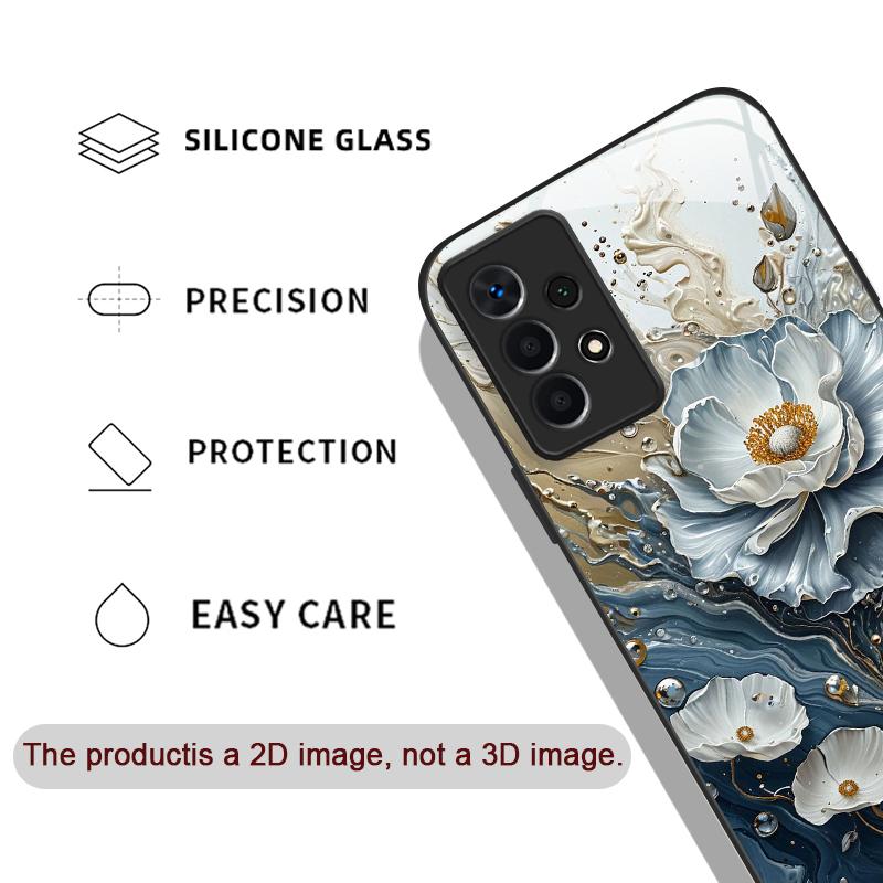 Elegante Lotus-Blumenmuster-Handyhülle aus gehärtetem Glas für Samsung Galaxy S25 Ultra S24 S23 Plus S22+ S21 S20 FE Hülle