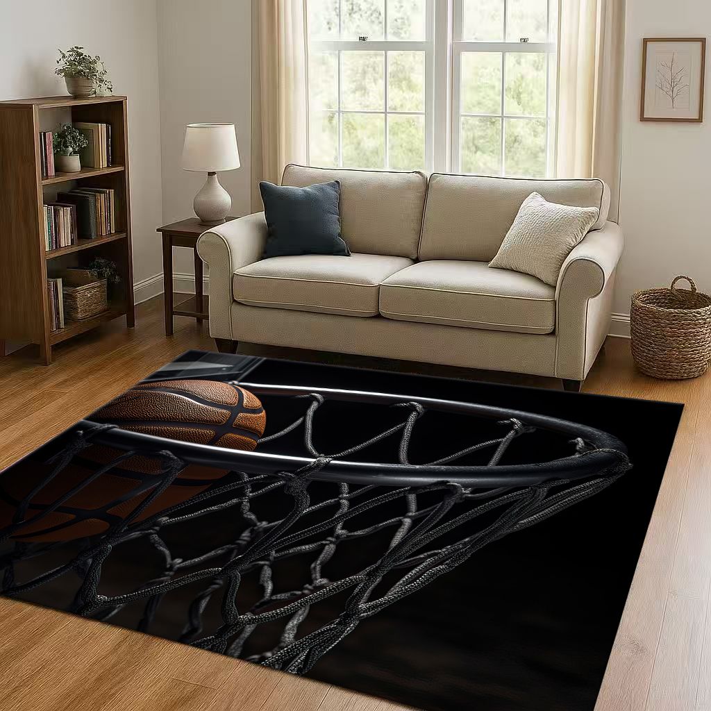 27 Style Basketball Court Art Living Room Non Slip Area Rug Soft Carpet for Bedroom Playroom Sofa,Easy Clean Home Decor Doormat