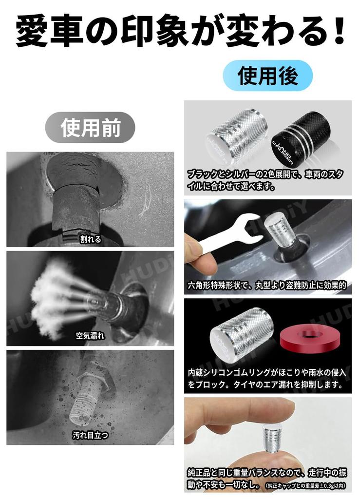 HUDIY Land Cruiser 250 Series Dedicated Air Valve Cap, Aluminum Alloy, Anti-Slip Texture, Tire