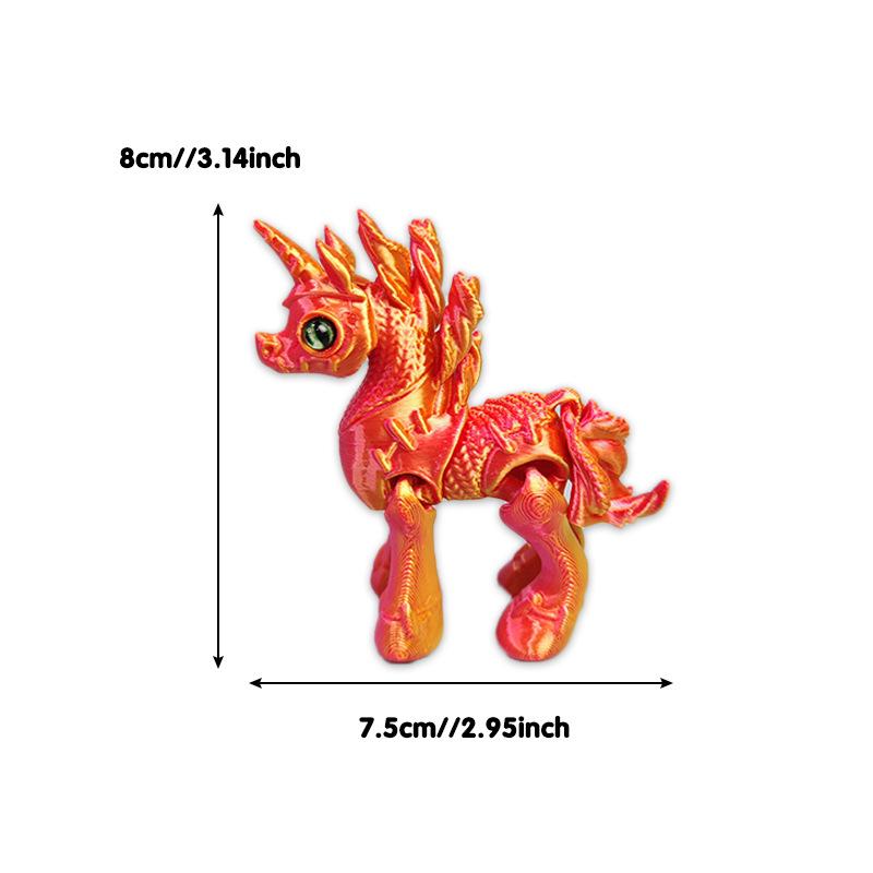 Colourful 3D Printing Unicorn Toy Crafts Home Decoration Small Ornaments Creative Gift Cute Anime Unicorn Model Joints Movable