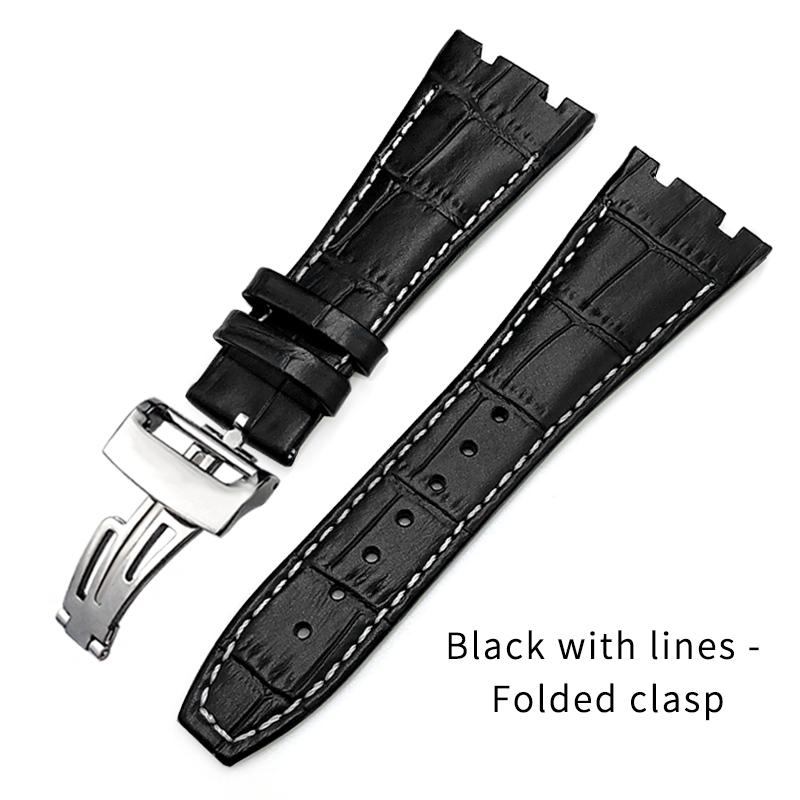 26mm 27mm Calfskin Leather Watch Strap for Audemars Piguet Royal Oak Offshore Ap15400/15500/26331 Watchband Folding Buckle