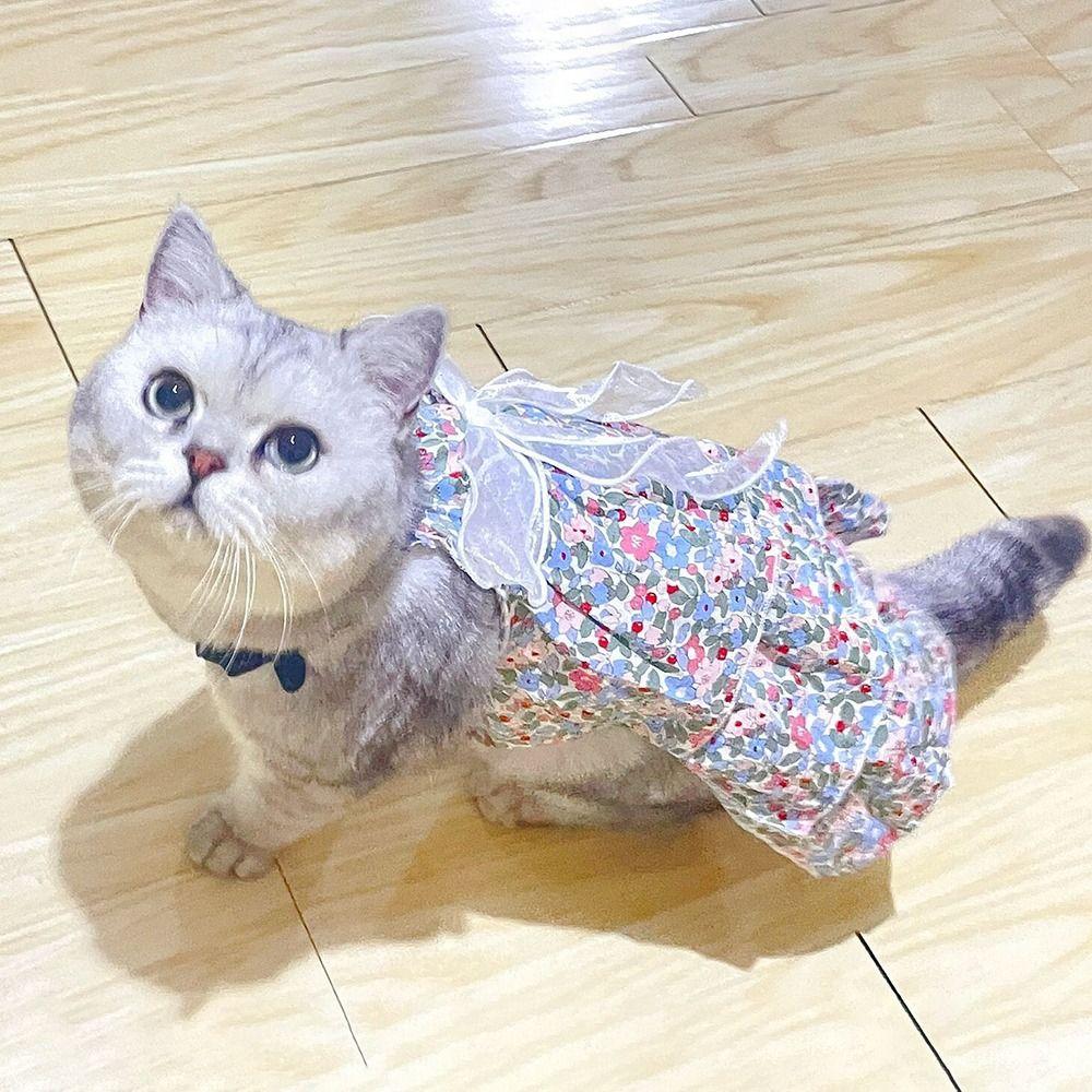 Princess Style Pet Floral Skirt Mesh Skirt Dog Dresses Cute Cat Dress  Dog Cat