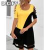 Women's Fashion Summer Spring U-Neck Short Sleeve Casual Dresses