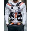 T-shirt da uomo casual a maniche lunghe con stampa, girocollo, per autunno e inverno