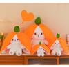Strawberry Bunny Plush Toy with Big Ears and Carrot Stuffed Doll