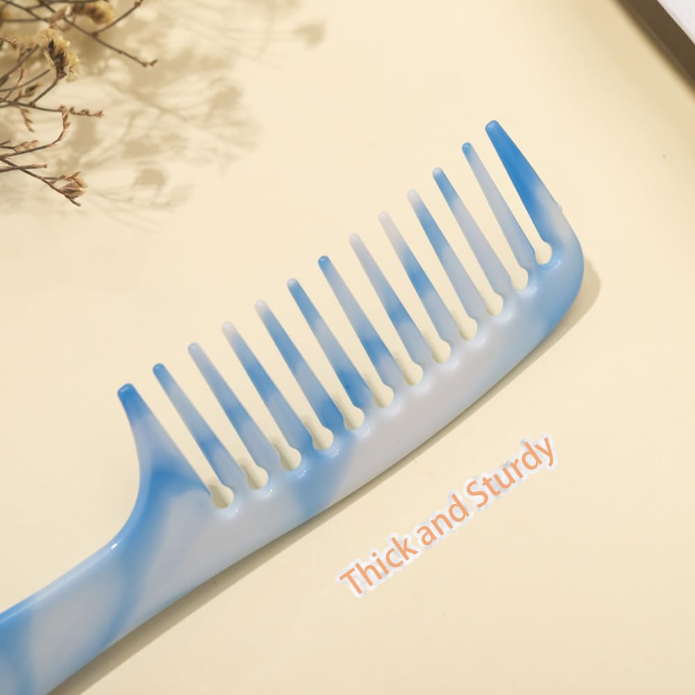 2Pcs Wide Tooth Comb, Curly Hair Use, Long Handle, Large Comb Suitable for Home