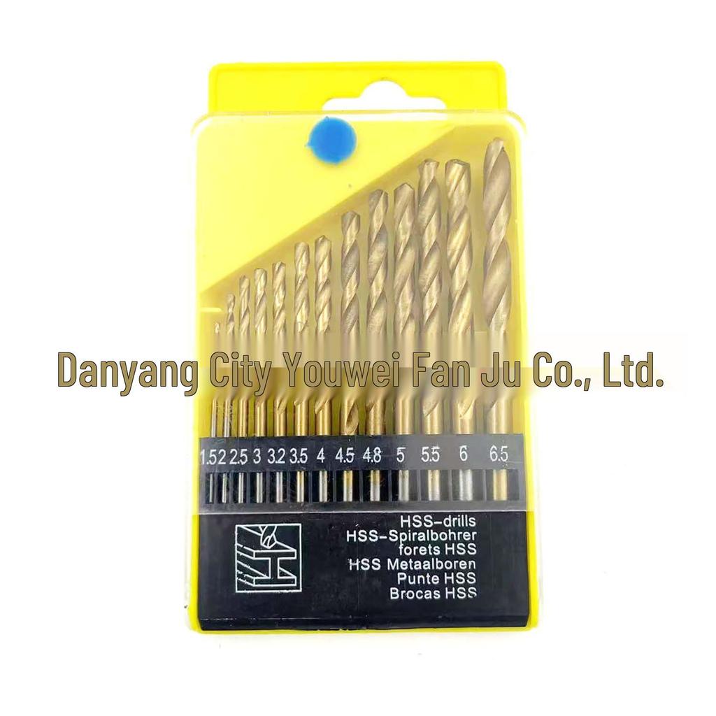 13-Piece Titanium Twist Drill Set 1.5-6.5mm for Wood & Plastic