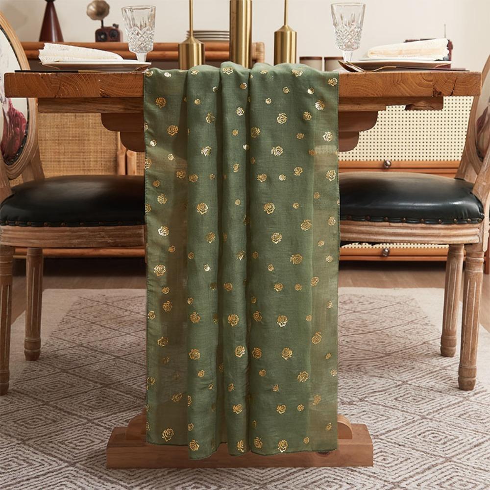Light Luxury Rose Gauze Tablecloth Stain Resistant Sheer Tablecloth  Table Decoration S
