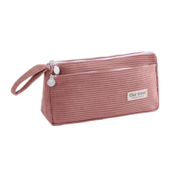 

Yousheng Corduroy Pencil Case Large Capacity Double-Layer Pencil Pouch for Middle School Office Cosmetic Bag Multi-Purpose Stationery Organizer for розовый