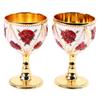 2pcs Alloy Vintage Metal Wine Cup Golden White Red Retro Metal Wine Cup Tabletop Decorations