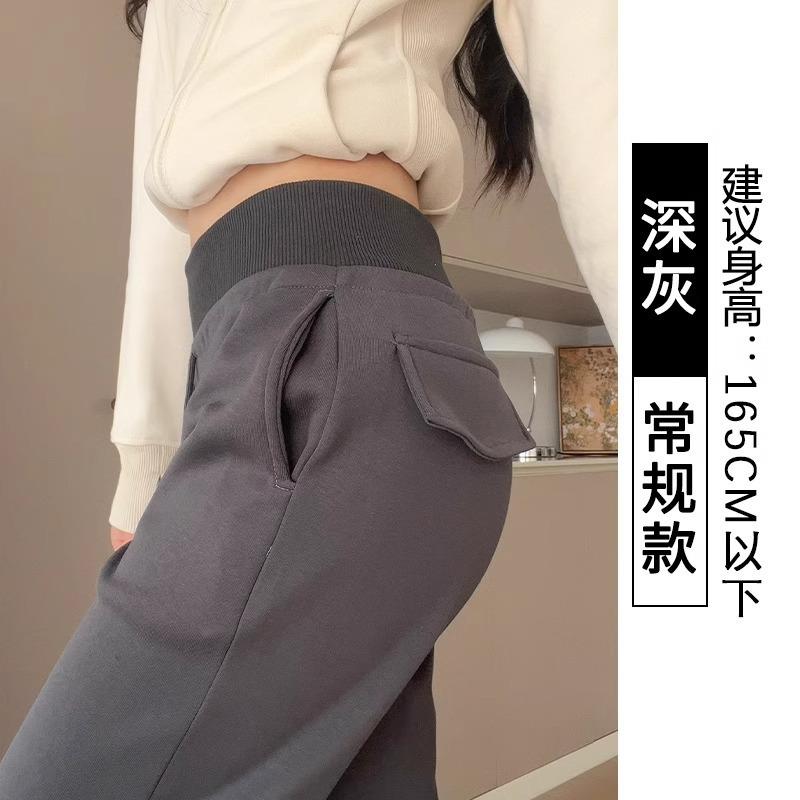 Women s High Waist Sweatpants Wide Leg Pants High Elastic Cotton Casual Straight Trousers With Pocket Two Length Options S