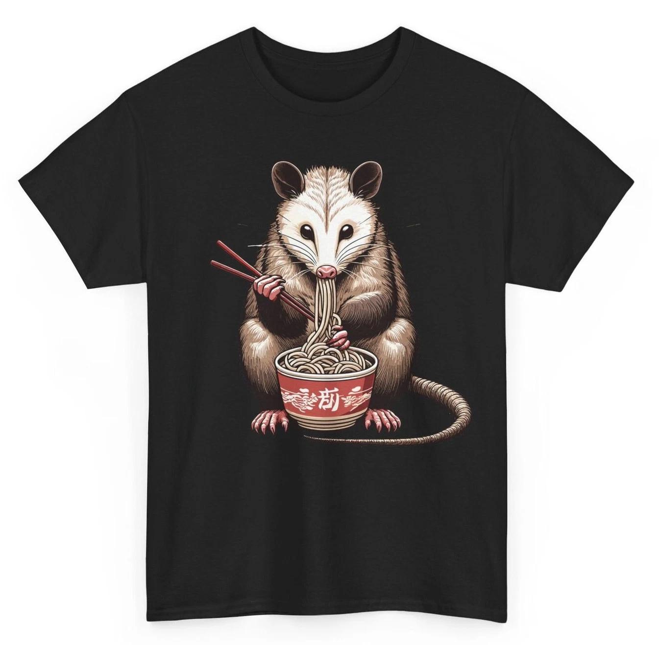 Kawaii Opossum Eating Ramen T-shirt - Japanese Funny Graphic Tee XL