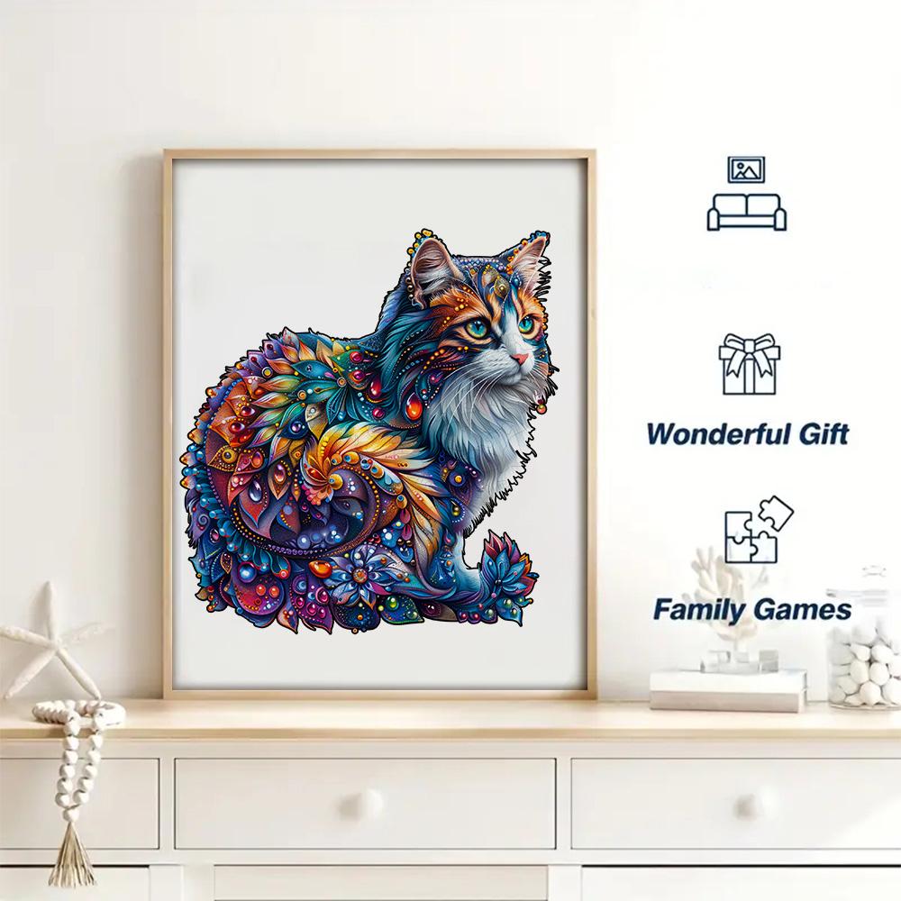 Wooden Puzzle - Colorful Succulent - Adult and Children's Wooden Puzzle - Unique Shaped Animal Wooden Puzzle - Adult Jigsaw
