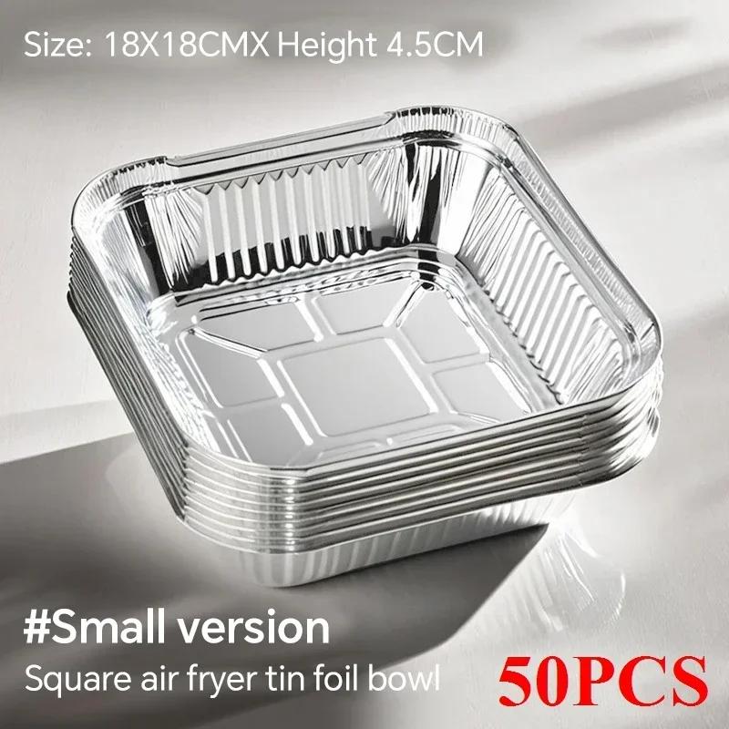 Disposable Air Fryer Aluminum Foil Liners, Square & Oval Baking Pans, Oil-Proof Food Containers for Cooking, Baking, BBQ, Party