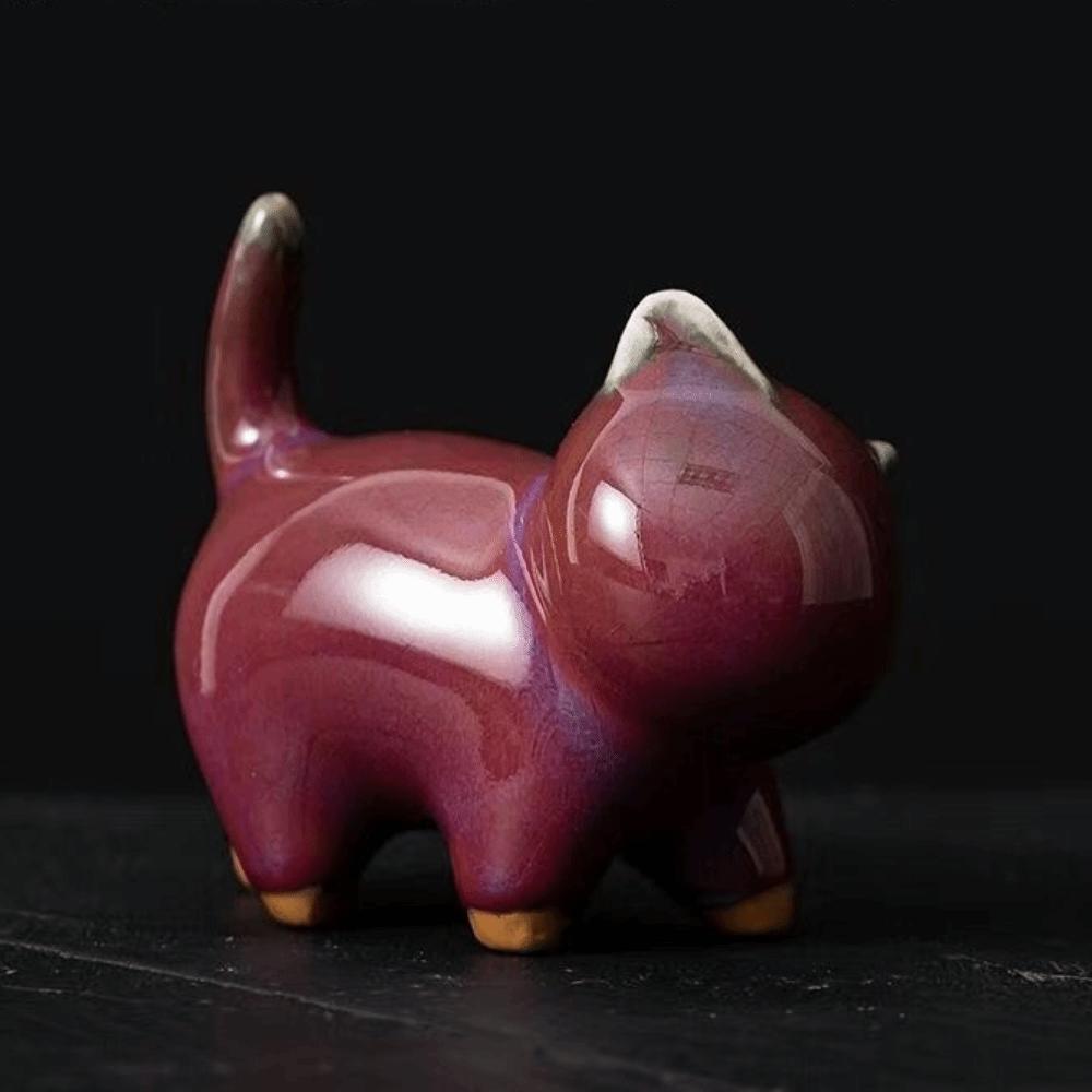 

1/4pcs Cat Tea Pet Ceramic Ornament Craft Desktop Decoration Jun Porcelain Cat Tea Pet Chinese Style Lazy Cat Car Ornament