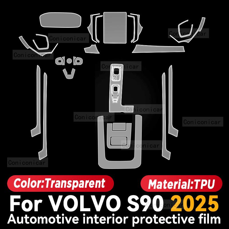 

For VOLVO S90 2025 Car Interior Center Console Instrument Dashboard Protective Cover Film Anti-scratch Sticker RHD