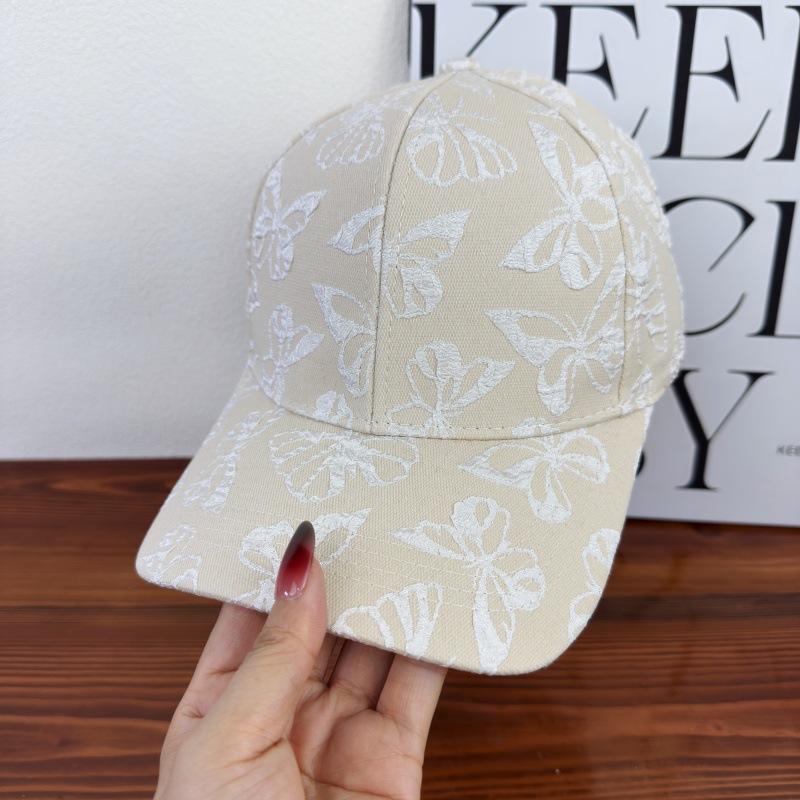 New Spring and Summer Heavy Industry Butterfly Embroidery Baseball Cap Female Pink Sweet Temperament Sun Hat Versatile Sunscreen Hat