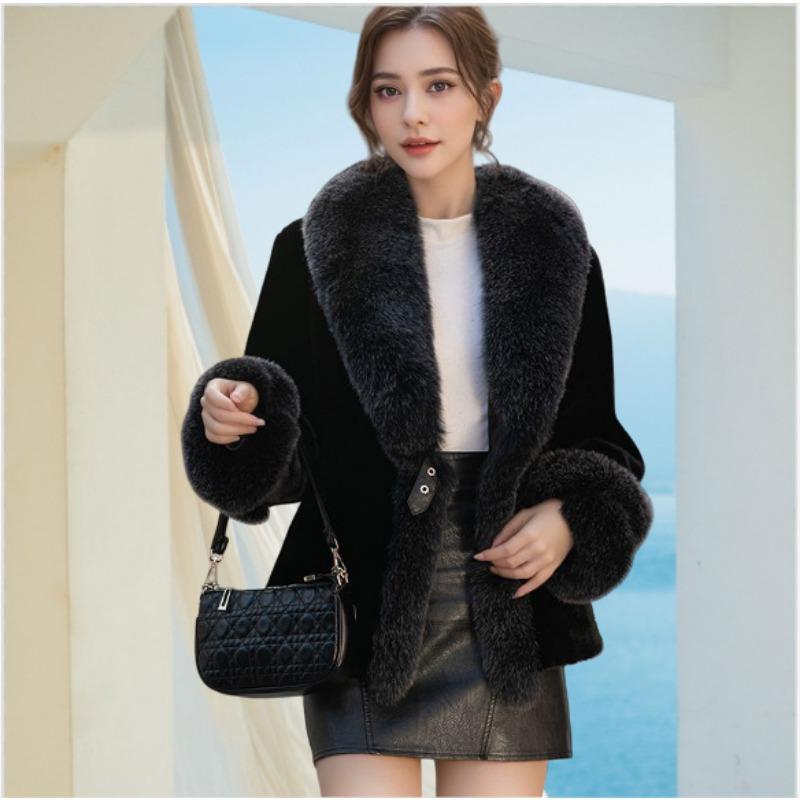 Winter New Imitation Mink Velvet Fur Coat Women's Short Imitation Fox Fur Collar Fur Integrated Coat Mother Outfit