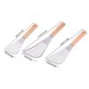 Stainless Steel Slotted Turner Fish Frying Shovel With Wooden Handle Fan-Shaped Shovel Household High-Temperature Frying Shovel