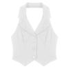 Ladies Crop Tops Formal Elegant OL Waistcoat Suits Vest Women Backless Vest Outerwear Jacket Coat Halter V-Neck Office