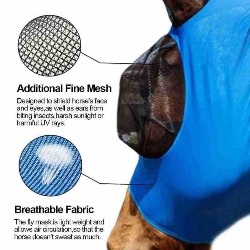 Breathable Horse Mask Insect Fly Protection Equine Gear Equestrian Supplies Durable Comfortable Fit Mosquito Shield For Horses