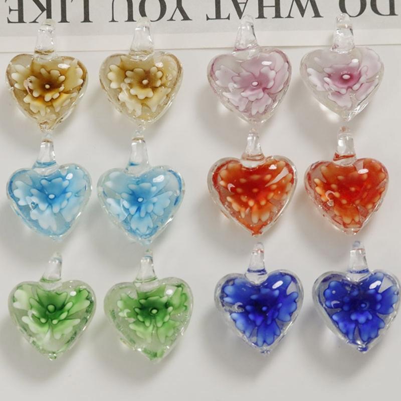 Glass Heart Charm 25x20mm Small Love Heart Shape Pendants for Women DIY Love Jewelry Necklaces Making Findings 6-Color