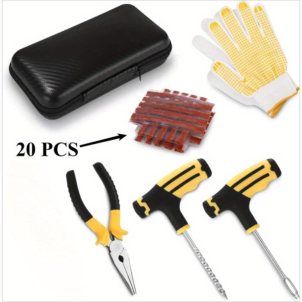 Emergency Tire Repair Kit - Universal Manual Tools with Repair Strips & Storage Box for Car Motorcycle Bicycle