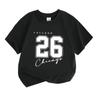 Kids Boys Girls 100% Cotton Crew Neck Short Sleeve T-Shirt, Freedom 26 Chicago Print Casual Summer Comfortable Soft Daily Tee for Children